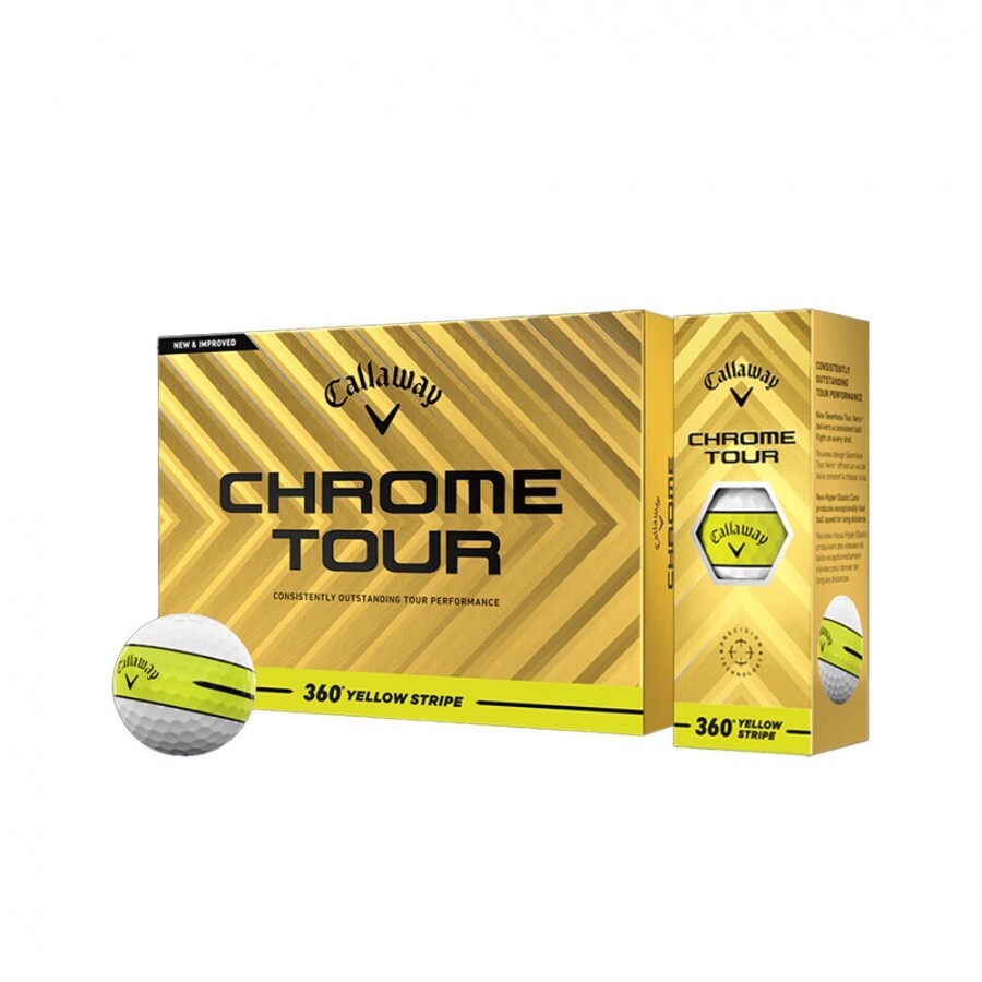 로고무료인쇄 [캘러웨이정품] 크롬투어 360 스트라이프 옐로우 골프공 (12구 4피스) GF