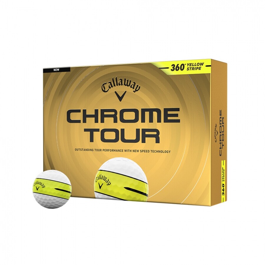 [한국캘러웨이정품] 26년 크롬 투어 360 옐로우 스트라이프 골프공 (12구 4피스) GF