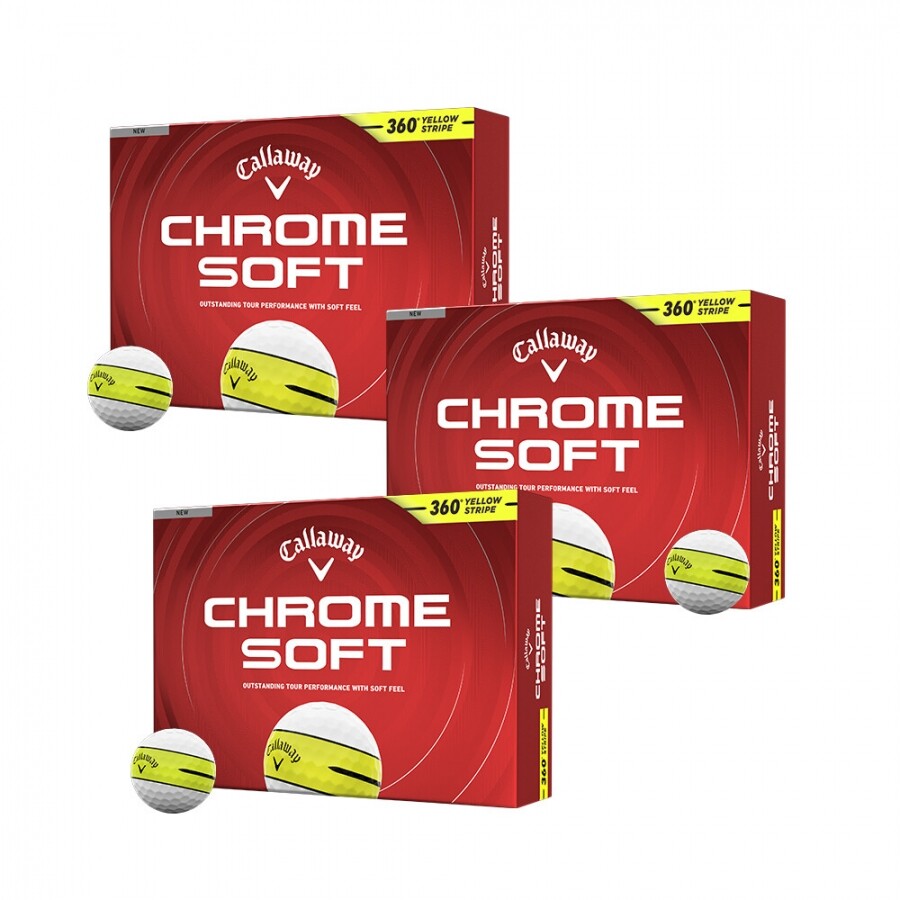 [한국캘러웨이정품] 26년 크롬소프트 360 옐로우 스트라이프 골프공 (12구 3피스) GF 3개 세트 GF