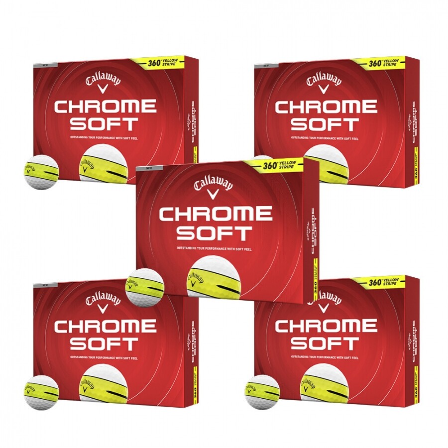 [한국캘러웨이정품] 26년 크롬소프트 360 옐로우 스트라이프 골프공 (12구 3피스) GF 5개 세트 GF