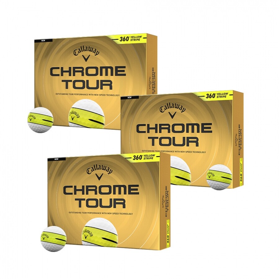 [한국캘러웨이정품] 26년 크롬 투어 360 옐로우 스트라이프 골프공 (12구 4피스) GF 3개 세트 GF