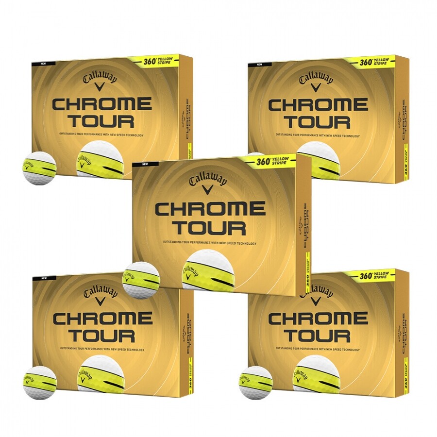 [한국캘러웨이정품] 26년 크롬 투어 360 옐로우 스트라이프 골프공 (12구 4피스) GF 5개 세트 GF