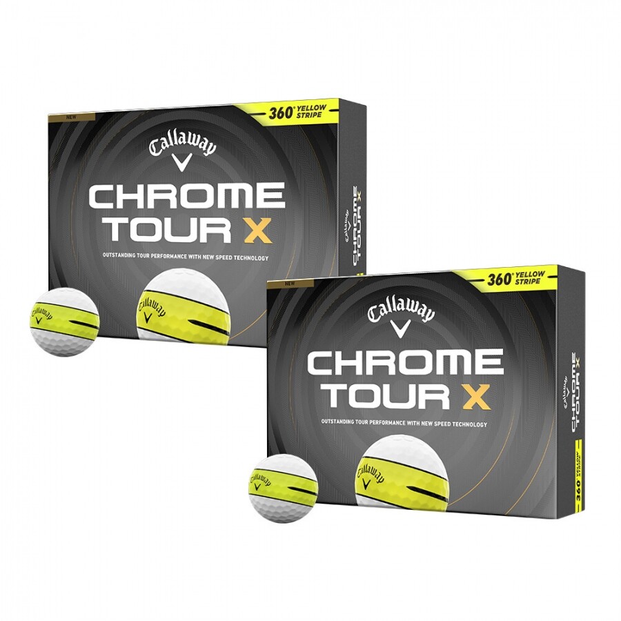 [한국캘러웨이정품] 26년 크롬 투어 X 360 옐로우 스트라이프 골프공 (12구 4피스) 2개 세트 GF