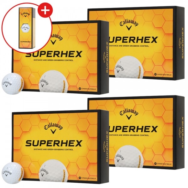 한국캘러웨이골프 26년 슈퍼핵스(SUPERHEX) 골프공 (1DZ 당 1슬리브 추가 증정) 4개 세트 GF